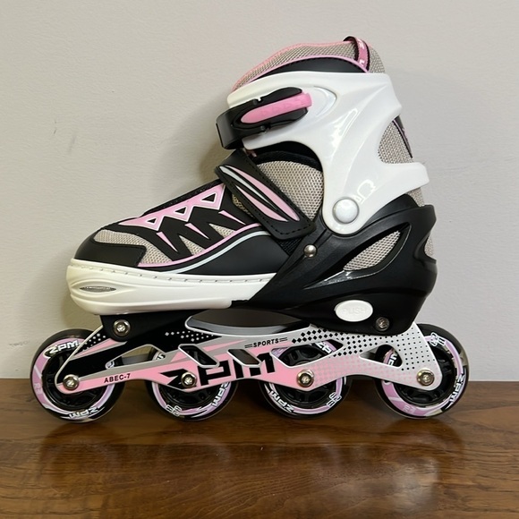 Other - New Adjustable Pink Roller Blades Girls Size L Sizes 3-6 White Black Light Up